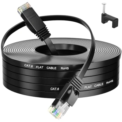 Bild av Nätverkskabel 15m Utomhus Cat6 Slim Platt Svart Ethernet Cable Extremt Långa Patchkabel Rj45 Hög Hastighet Internetkabel 1Gbps 250MHz Lan Kabel 15 Meter