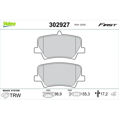 Bild av VALEO 302927 Jeu de plaquettes frein Essieu arrière contact signal d&#039;usure exclu sans vis/boulons, avec tôle anti bruit VOLVO: XC40