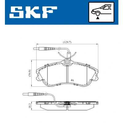 Bild av SKF VKBP 80281 E Jeu de plaquettes frein contact signal d&#039;usure inclus PEUGEOT: 306 3/5 portes, Cabriolet, Berline