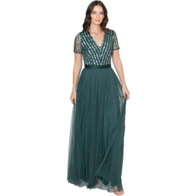Bild av Maya Deluxe Prickig Grön Dimmig Randig Brudtärneklänning Dam Klänning, Emerald Green, 48