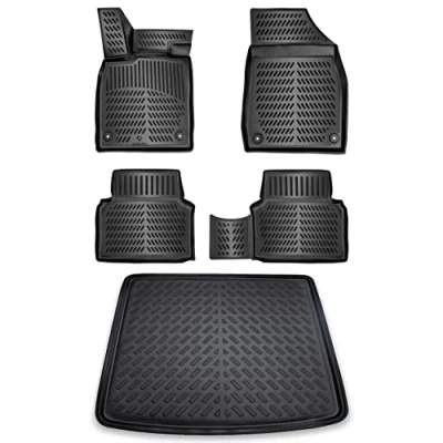 Bild av ELMASLINE 3D gummimattor och startbricka set för Skoda ENYAQ iV 20212024 (passar endast i det övre lastgolvet) Tillbehör golvmattor + bagagematta