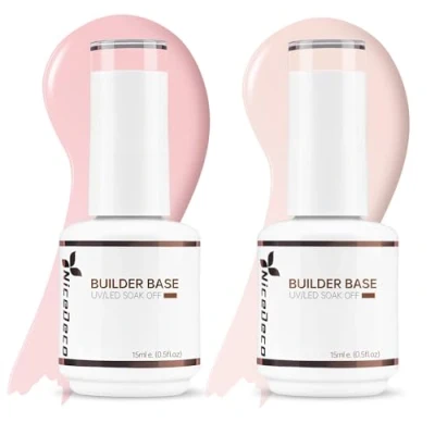 Bild av Nicedeco 8 i 1 Builder Base Strengthening Gel, 2x15ml UV/LED nagellackslack Clear Building Nail Gel en flaska för hårda starka naglar Tips &amp; Extensions, Polish Repair Strengthen Manicure