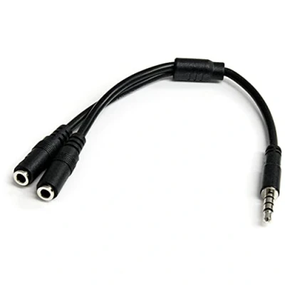 Bild av StarTech.com 3,5 mm ljuduttag Y kabel headset splitter, aux för ljud och mic, adapter headset, mikrofon högtalare, kontakt bärbara datorer ultrabooks
