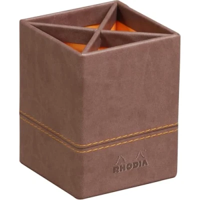 Bild av Rhodia 318813C pennhållare (8 x 8 11 cm, konstläder, elegant och praktisk, perfekt för ditt kontor) 1 st, chokladbrun