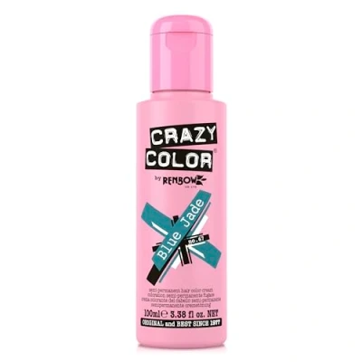 Bild av Crazy Color Vibrant Blue Jade Semi Permanent hårfärg. Högpigmenterad teal konditionering och oljenärande vegansk formel Inget blekmedel eller ammoniak 100 ml