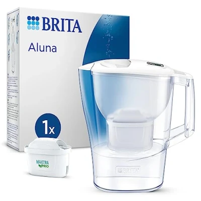 Bild av BRITA Aluna vattenfilterkanna vit (2,4 l) inkl. 1 x MAXTRA PRO All in patron filter för att minska kalk, klor, metaller som bly och koppar smakstörande ämnen i vattnet