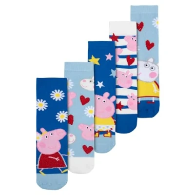 Bild av United Labels Peppa Pig strumpor för flickor barnsneakers barnstrumpor blå (förpackning med 5), blå, 23 26 EU