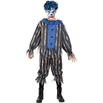 Bild av Funidelia Maskeraddräkt skräckinjagande clown för herr Clowner, Killer Clown, Halloween, Skräck vuxen och roliga tillbehör fester, karneval Halloween Storlek M