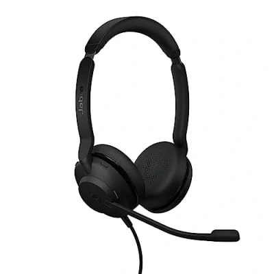 Bild av Jabra Evolve2 30 SE trådbundet brusreducerande stereoheadset med 2 mikrofoner och USB A kabel MS Teams certifierat, fungerar alla andra plattformar svart