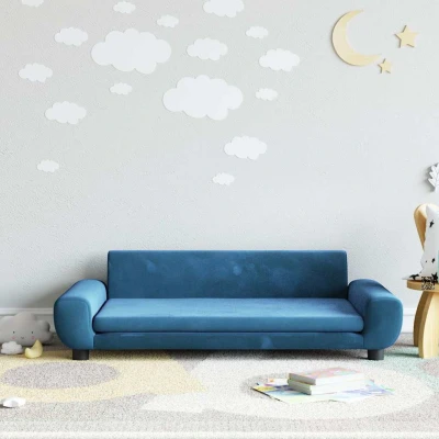 Bild av VidaXl Barnsoffa Blå 100X54X33 Cm Sammet