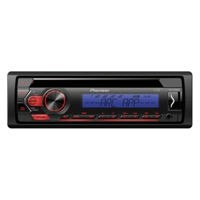 Bild av Pioneer DEH S120UBB 1DIN RDS bilradio med röd knappbelysning display blå Android stöd 5 bands equalizer CD MP3 USB AUX ingång ARC app