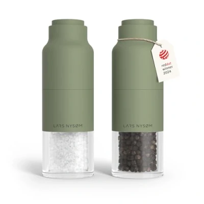 Bild av LARS NYSØM Salt och pepparkvarnset I rostfritt stål med justerbar malverk Flaskdesign Kryddkvarnset Manual (Sage Green)