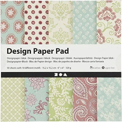 Bild av Creativ Company Design Paper Block Mint Green/Purple 50 Sheets