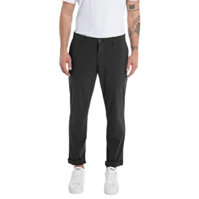 Bild av Replay Herr Chino Benni normal passform Hyperflex hybrid med stretch, Svart 098, 29W / 30L