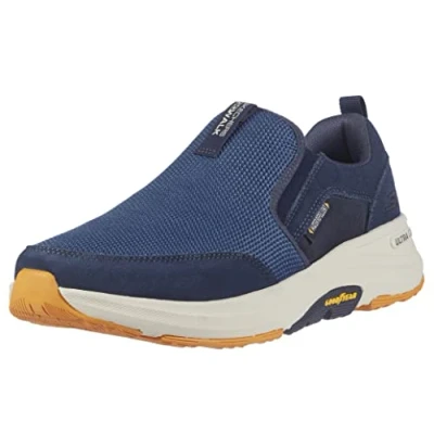 Bild av Skechers herr Go Walk Outdoor Athletic Slip on Trail vandringsskor med luftkyld minnesskum sneaker, Marinblå/Gul, 44 EU