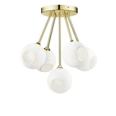 Bild av DESIGN BY US Ballroom Molecule taklampa, vit, glas, 5 ljus