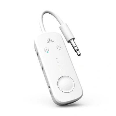 Bild av Avantree Relay Premium Airplane Bluetooth 5.3 adapter för alla hörlurar, aptX låg latens, stöder 2 hörlurar eller AirPods, trådlös ljudsändare flygning, TV, gym, surfplattor (Vit)