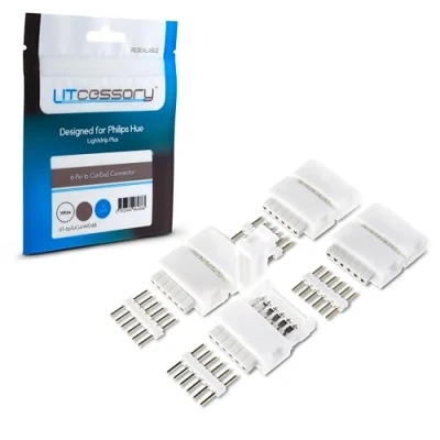 Bild av Litcessory 6 PINNE till Skuren Ände Kontakt för Philips Hue Lightstrip Plus (4 Bitar, Vit STANDARD V3)