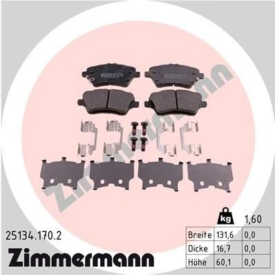 Bild av ZIMMERMANN 25134.170.2 Jeu de plaquettes frein FORD: FIESTA 6, B Max, 6 Van