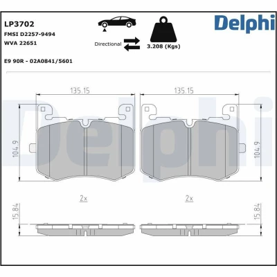 Bild av Bromsbeläggssats, skivbroms DELPHI LP3702