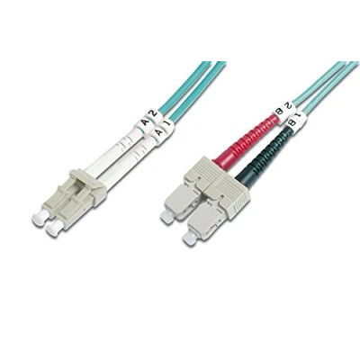 Bild av DIGITUS DK 2532 05/3 Fiberoptisk Kabel OM3 5 m LC till SC Duplex 1/10/40/100 Gbit/s MM Multimode LAN Fibertyp: 50/125 µ Turkos (Aqua)