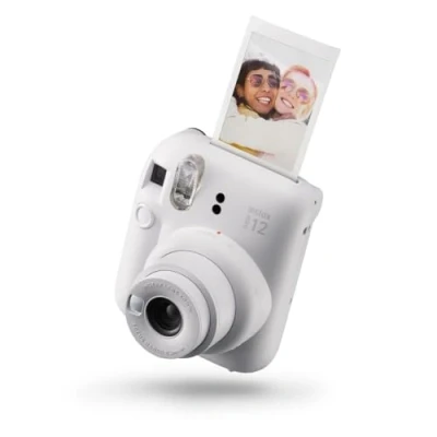 Bild av instax mini 12 kamera, autoexponering med inbyggd selfie lins, Clay White