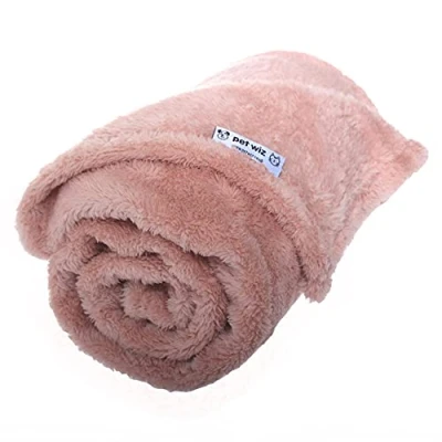 Bild av Mjuk fluffig fleecefilt för katter och hundar varmt husdjursöverdrag maskintvättbar sängfilt resor skyddar möbler rosa, medium 80 x 100 cm