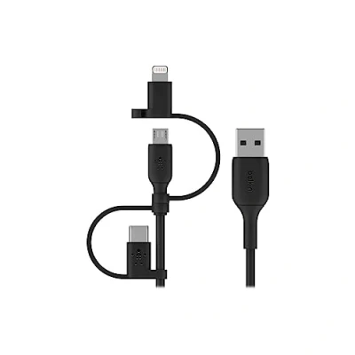 Bild av Belkin Universal Kabel (3 in 1, USB C , Lightning Micro Ladekabel) Smartphones, Tablets, Powerbanks und andere Geräte Laden (1 m), CAC001bt1MBK