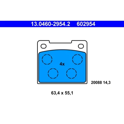 Bild av ATE 13.0460 2954.2 Jeu de plaquettes frein non préparé pour indicateur d&#039;usure, contact signal d&#039;usure exclu VOLVO: 240 Break, Berline
