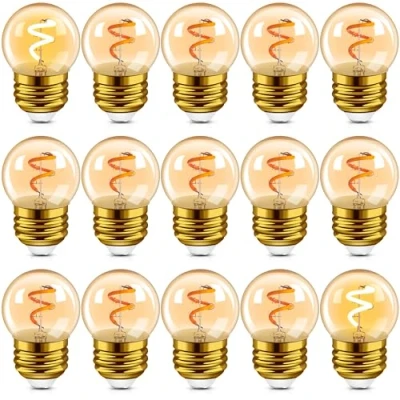 Bild av Hcnew G40 E27 LED retro Edison glödlampa, miniglob 1 W, spiralfilament, lampa bärnsten, 220 V för utomhusbruk, ljusslingor, hem, fest, bröllop, juldekoration, supervarm, 2200K 15 pack