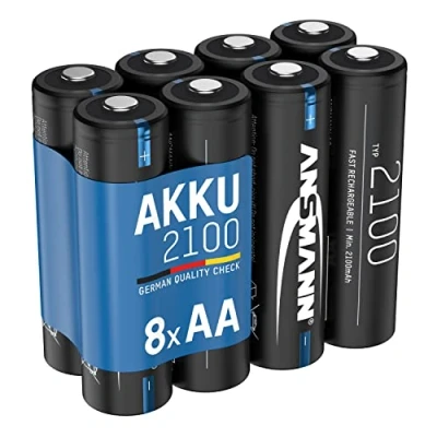 Bild av ANSMANN Batteri AA 2100 mAh NiMH 1,2 V Mignon batterier uppladdningsbara med låg självurladdning, perfekt för nattljus, ljuskedja, ficklampa, väderstation, spelmus, radio (8 stycken)
