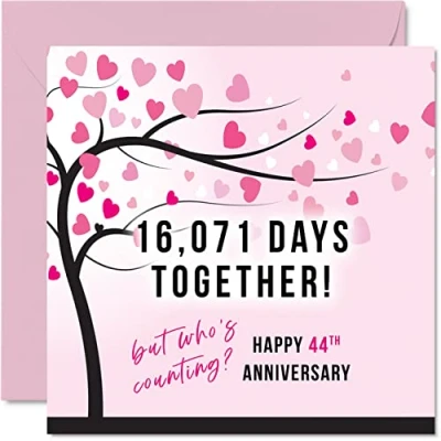 Bild av Roligt 44 årsjubileumskort för fru eller make 16071 dagar tillsammans I Love You presenter, Happy års bröllopsdag kort partner, 145 mm x gratulationskort fyrtiofjärdeårsdagar