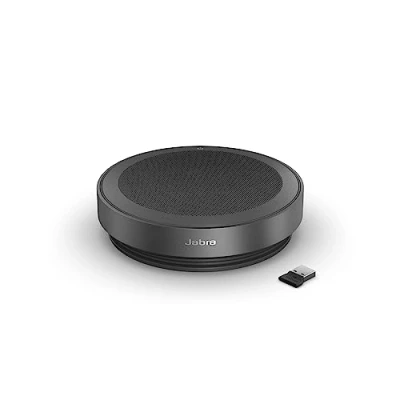 Bild av Jabra Speak2 75 trådlös Bluetooth högtalare bärbar med 4 brusreducerande mikrofoner, 65 mm fulldistanshögtalare och USB A adapter certifierad Microsoft Teams