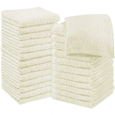 Bild av Utopia Towels bomullstvättlappar 100 % ringspunnen bomull, högkvalitativa flanell tvättlappar för ansiktet, mycket absorberande och mjuka handdukar, 24 stycken, elfenbensvitt