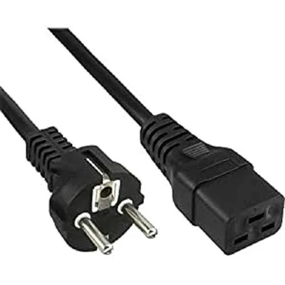 Bild av PremiumCord strömkabel 230 V 1,5 m, med skyddskontakt till IEC uttag C19, 320, PC 3 polig, 16 A, färg svart