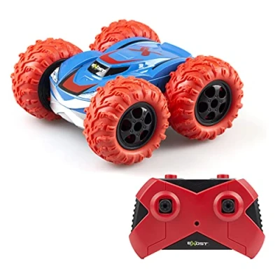 Bild av Exost RC 54257 Radiostyrd 360 CROSS bil från Silverlit med 2,4 Ghz, stunts och en skala på 1:18, leksaksbil som kan köras i båda riktningarna lämplig för terräng, 5 år, röd, medium