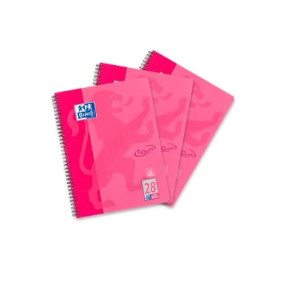 Bild av Oxford Touch Collegeblock A4 rutig, med dubbel kant, 80 ark, rosa, 3 stycken