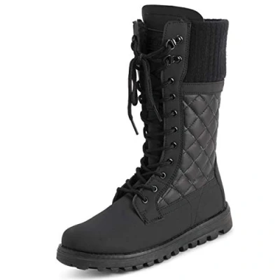 Bild av Polar Dam Fuskpäls Varma termiska vattentäta utomhus promenader snö vinter gummisula kalv stövlar Black Cardy Mono 40