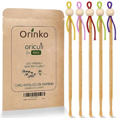 Bild av 5 x bambu öronplockare naturligt öronvax borttagare noll avfall öronrengörare för människor