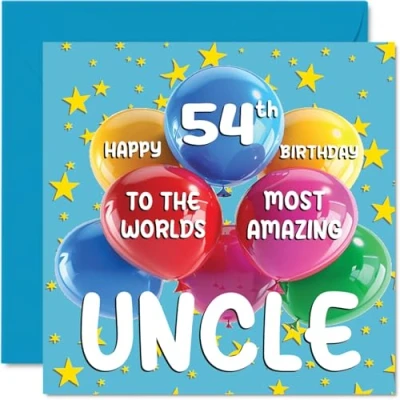 Bild av 54th Uncle födelsedagskort World&#039;s Most Amazing Happy Birthday Card for from Niece Nephew, 145 mm x ålder 54 femtiofyra gratulationskort till farbror