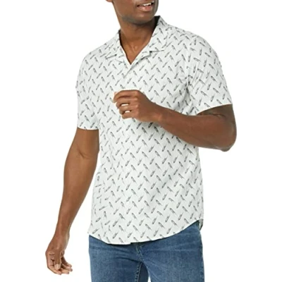 Bild av Amazon Essentials mäns Slim Fit semesterskjorta, ljusblå fågeltryck, medium