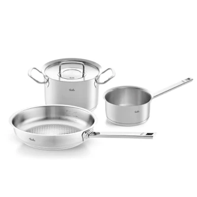 Bild av Fissler Original Profi Collection/kastrullset i rostfritt stål, 3 delar, kruka med metalllock (1 kastrull, 1 panna obelagd, kastrull induktion