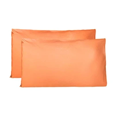 Bild av Par av örngott 100% ren bomull 40x70 CM, set om 2 sängkuddsöverdrag tillverkade i Italien, kuvertstängning, enfärgade, standardstorlek Orange