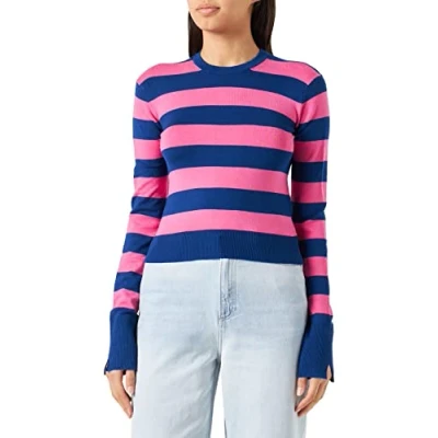 Bild av JACK &amp; JONES Dam Jjxx Jxvalentina Ls mjuk randig stickad tröja, Sodalite blå/ränder:/carminros, XS