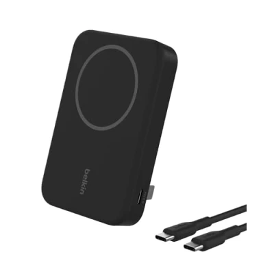 Bild av Belkin BoostCharge Pro trådlös powerbank 8000 mAh med Qi2, MagSafe kompatibel bärbar laddare + inbyggt utfällbart stöd För iPhone 16, 16 Plus, Pro, Max, 15, m.fl. Svart