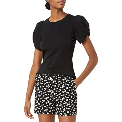 Bild av Amazon Essentials dam klassisk passform tvinnad ärm rund hals t shirt, svart, X Large