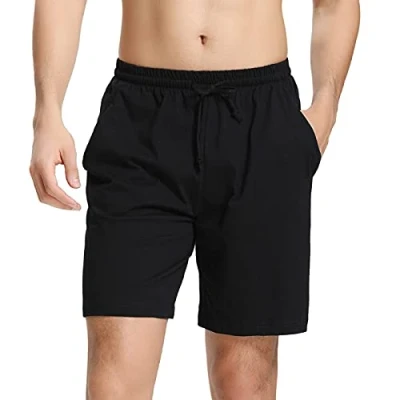 Bild av NC Herr pyjamasbyxor korta bomull Bermuda sovshorts shorts sommar sovbyxor fritidsbyxor för män, svart, L