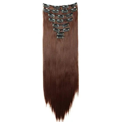 Bild av CAISHA XXL 50cm 8 delar set CLIP IN EXTENSIONS Hårförlängning Hårstycke Rak Rödbrun CES109