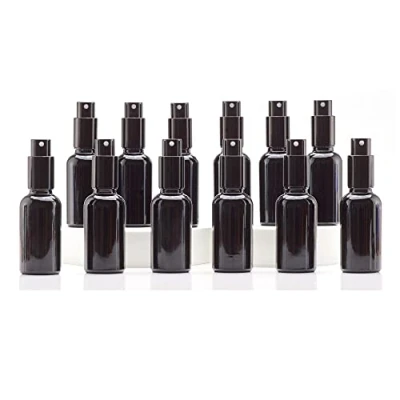 Bild av Yizhao Svart Sprayflaska Glas 30ml, med Liten Fin Dimma spray, Metalllock, Påfyllningsbara för Eterisk Olja, Resa, Rengöring, Parfym, Aromaterapi, Mmakeup 24 Stycken