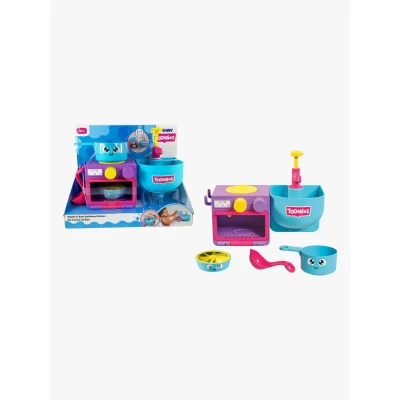 Bild av Toomies E73264 Bubbla &amp; Bake Badtid, Småbarn, Kök Tema Bubbeltillverkning, Leksak, 2 i 1 Set, Barn Vattenlek Lämplig för 18 M 3 4 år gamla pojkar flickor, Flerfärgad, 21 X 28 15 cm
